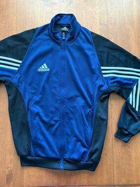 Adidas Blue Black Men’s Full-Zip Climalite Jacket Size Small 90s Soccer Sports